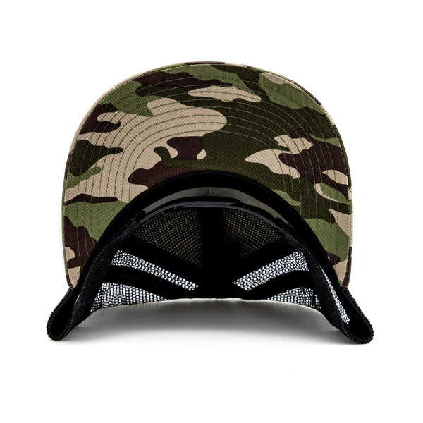 Karma Fishing Florida Mahi Ultimate Trucker Hat - Camo/Black, High Crown Snapback