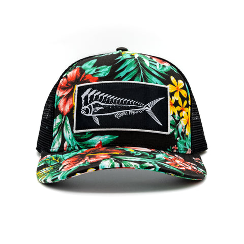 Florida Mahi Trucker, Black with Floral