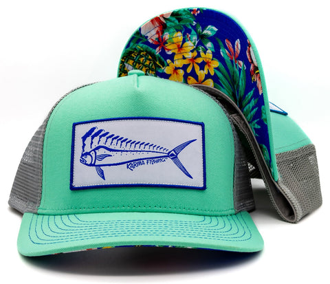 Carolina Mahi Trucker, Floral/Grey